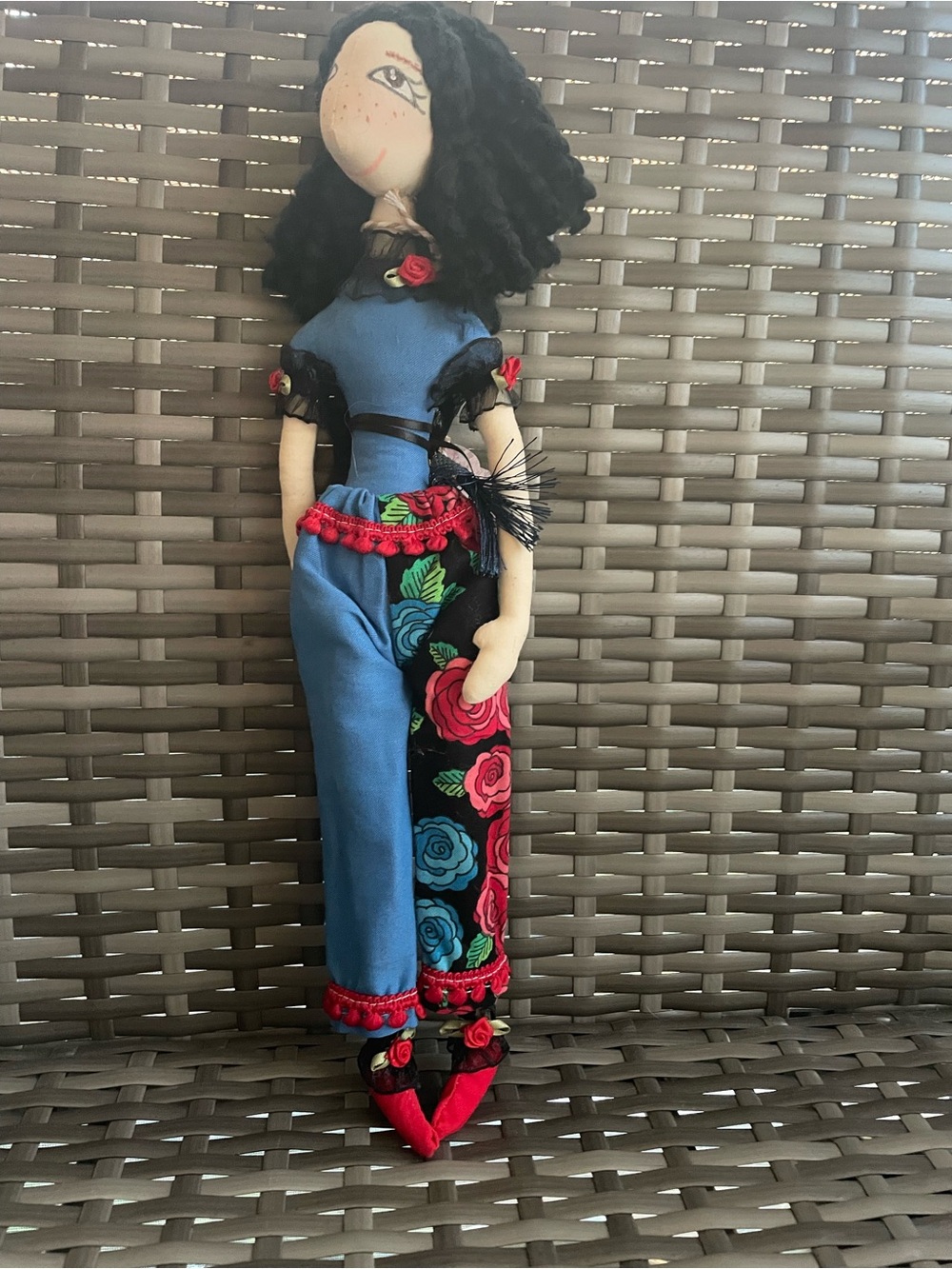 Handmade Frida Kahlo inspired cloth art doll